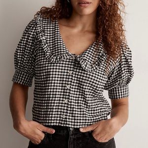 Madewell Flannel Puff Sleeve Top In Gingham- size XXS